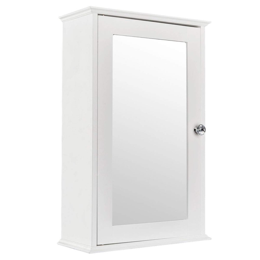 3 Tier Bathroom Cabinets Wall Mount Mirror Cabinet Single Door Indoor Bathroom Wall Mounted Cabinet Shelf Wood Wall Mount Cabinet Toilet Medicine Storage Organizer with Mirror (13.5" x 6" x 21")