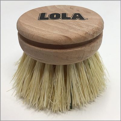LOLA Replacement Head for The Original Tampico Vegetable & Dish Brush, 1.75" Head, Birchwood & Poly Bristles, Reusable & Washable, 1 Pack