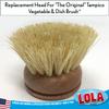 LOLA Replacement Head for The Original Tampico Vegetable & Dish Brush, 1.75" Head, Birchwood & Poly Bristles, Reusable & Washable, 1 Pack view 2