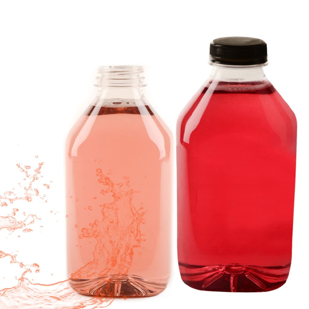 [50 PACK] Empty Clear Plastic Juice Bottles with Tamper Evident Caps 32 OZ Quart Bottles - Smoothie Bottles - Ideal for Juices, Milk, Smoothies, Juice Containers and even Meal Prep by EcoQuality