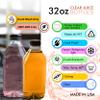 [50 PACK] Empty Clear Plastic Juice Bottles with Tamper Evident Caps 32 OZ Quart Bottles - Smoothie Bottles - Ideal for Juices, Milk, Smoothies, Juice Containers and even Meal Prep by EcoQuality view 2
