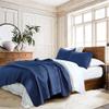 HORIMOTE HOME 100% Cotton Quilt Set Queen Size, Navy Blue Pre-Washed 3-Piece Bedspread Coverlet Set, Cozy Lightweight Stitching Bedding Cover with 2 Shams in Geometric Pattern for All Season view 1