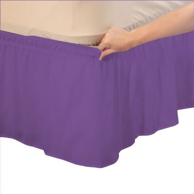 Amuze Bedding Easy Fit Elastic Wrap Around Ruffled Bed Skirt Recron 1000 Thread Count(Purple, Cal King, Drop Length 23 Inches)