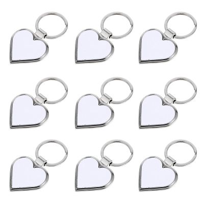 10pcs Heat Transfer Keychain Sublimation Blank Love Keyrings Blank Heart Pendant Keychain for DIY Craft Supplies