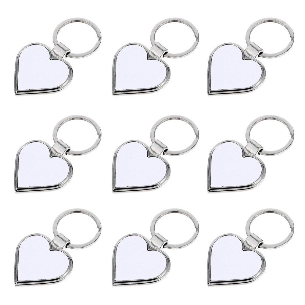 10pcs Heat Transfer Keychain Sublimation Blank Love Keyrings Blank Heart Pendant Keychain for DIY Craft Supplies