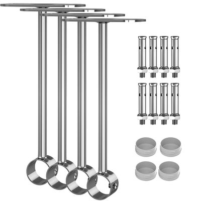Aopin Stainless Steel Curtain Rod Brackets - 25mm / 1" Ceiling-Mount with Polished End Supports, 4 Pcs