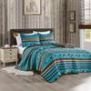 3-Piece Printed Oversize Queen Size Quilt Set, All-Season Bedspread, Native American Tribal Navajo Pattern Coverlet with Pillow Shams Bed Cover (Turquoise Blue, Brown, Khaki, Southwestern) view 1