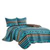 3-Piece Printed Oversize Queen Size Quilt Set, All-Season Bedspread, Native American Tribal Navajo Pattern Coverlet with Pillow Shams Bed Cover (Turquoise Blue, Brown, Khaki, Southwestern) view 2