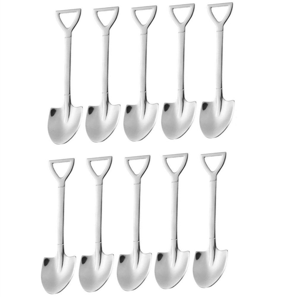 10 Pack Dessert Spoon 6 inch Shovel Shape Stainless Steel Spoons Ice Cream Fruit Spoon for Home Kitchen or Restaurant