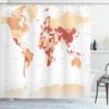 Ambesonne Earth Shower Curtain, Detailed World Map with All Countries Major Capital Cities Universe Continents, Cloth Fabric Bathroom Decor Set with Hooks, 69" W x 84" L, Beige Salmon view 1