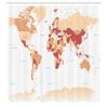 Ambesonne Earth Shower Curtain, Detailed World Map with All Countries Major Capital Cities Universe Continents, Cloth Fabric Bathroom Decor Set with Hooks, 69" W x 84" L, Beige Salmon view 2