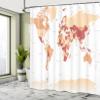 Ambesonne Earth Shower Curtain, Detailed World Map with All Countries Major Capital Cities Universe Continents, Cloth Fabric Bathroom Decor Set with Hooks, 69" W x 84" L, Beige Salmon view 4