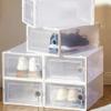 Cabilock Stackable Shoe Bins 2pcs Box Transparent Plastic Shoe Box Organizer White Student Thicken Plastic Pp Shoe Storage Bins view 2