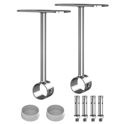 Aopin Closet Rod Brackets, 25mm/1" Curtain Rod Ceiling-Mount Brackets, Stainless Steel, Brushed Finish, Polished End Supports, 2 Pcs