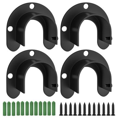 Aopin Closet Pole Sockets Wardrobe Rod Bracket Flange Kit with Matte Black Finish 32mm / 1-1/4" Heavy Duty Closet Rod End Supports Flange Rod Holder Brackets Stainless Steel 4 Pcs