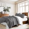 HORIMOTE HOME 100% Cotton Quilt Set Queen Size, Dark Grey Pre-Washed 3-Piece Bedspread Coverlet Set, Cozy Lightweight Stitching Bedding Cover with 2 Shams in Geometric Pattern for All Season view 1