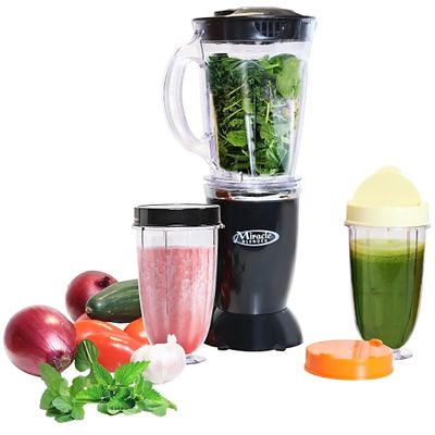 Total Chef Miracle Blender  Electric Mixer for Smoothies, Ice Crush & Pulse Function, Heavy Duty Bullet Pitcher, Kitchen Appliance, Dishwasher-Safe Jar, Black