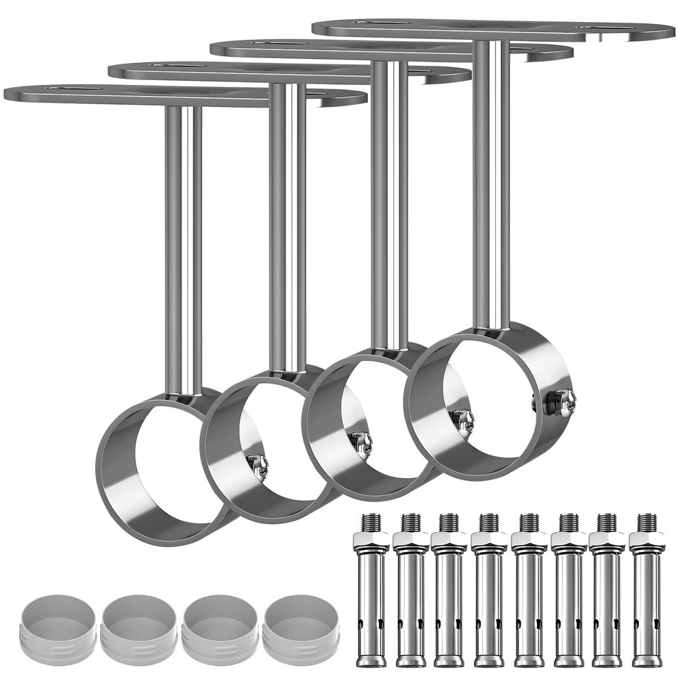 Aopin Stainless Steel Curtain Rod Brackets - 32mm / 1-1/4" Ceiling-Mount with Polished End Supports, 4 Pcs