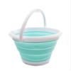 SAMMART 10L (2.64Gallon) Collapsible Fishing Bucket - Foldable Round Tub - Portable Plastic Water Pail - Space Saving Outdoor Waterpot - Trunk Organizer (1, White/Lake Green) view 1