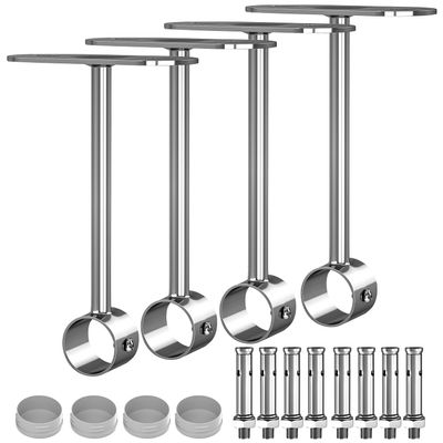 Aopin Closet Rod Brackets, 25mm/1" Curtain Rod Ceiling-Mount Brackets, Stainless Steel, Brushed Finish, Polished End Supports, 4 Pcs
