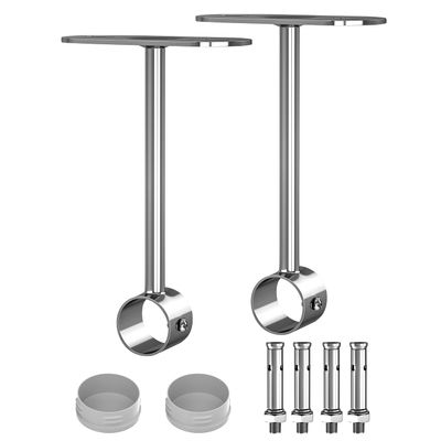 Aopin Stainless Steel Curtain Rod Brackets - 25mm / 1" Ceiling-Mount with Polished End Supports, 2 Pcs