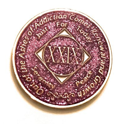 29 Year NA Bling Medallion - Purple, Lavender, Sparkle, Glitter, Chip, Coin, Token