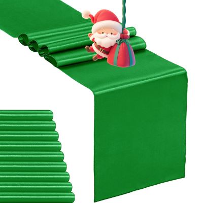 10-Pack Satin Table Runner Emerald 12 x 108 inches Long, Table Runners for Wedding, Birthday Parties, Banquets Decorations10 Pack, 12x108 Inch, Emerald