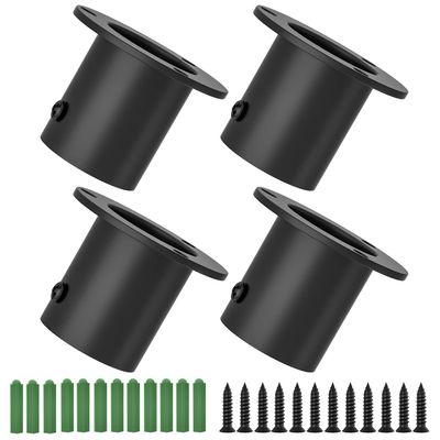 Aopin Closet Rod Bracket Flange Socket Kit with Matte Black Finish 19mm / 3/4" Wardrobe Rod Brackets Curtain Rod End Supports Rod Holder Brackets Stainless Steel, Closet Pole Socket Brackets 4 Pcs