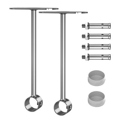 Aopin Closet Rod Brackets 25mm / 1" Curtain Rod Ceiling-Mount Brackets with Stainless Steel Brushed Finish, Polished End Supports and Screws (2 Pcs)
