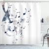 Ambesonne Music Shower Curtain, G-Clef Key Instrument Creative Rhythmic Ornate Motifs Digital Design Print, Cloth Fabric Bathroom Decor Set with Hooks, 69" W x 84" L, Soft Grey view 1