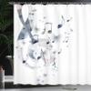 Ambesonne Music Shower Curtain, G-Clef Key Instrument Creative Rhythmic Ornate Motifs Digital Design Print, Cloth Fabric Bathroom Decor Set with Hooks, 69" W x 84" L, Soft Grey view 3