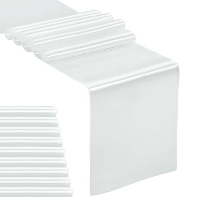 10-Pack Satin Table Runner Silver 12 x 108 inches Long, Table Runners for Wedding, Birthday Parties, Banquets Decorations10 Pack, 12x108 Inch, Silver
