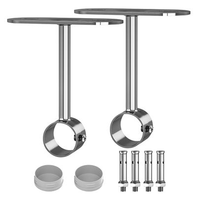 Aopin Stainless Steel Curtain Rod Ceiling-Mount Brackets, 25mm/1" Rod Diameter, Polished Chrome Finish, Silver, 2 Pcs