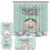 Easter Shower Curtain Spring Bunny Rabbit Egg 4Pcs Happy Easter Shower Curtain Sets with Non-Slip Rug,Toilet Lid Cover Bath Mat Hooks, Waterproof Easter Bathroom Set Shower Curtain view 2