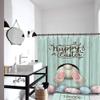 Easter Shower Curtain Spring Bunny Rabbit Egg 4Pcs Happy Easter Shower Curtain Sets with Non-Slip Rug,Toilet Lid Cover Bath Mat Hooks, Waterproof Easter Bathroom Set Shower Curtain view 3