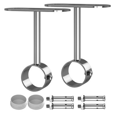 Aopin Closet Rod Brackets 32mm / 1-1/4" Curtain Rod Ceiling-Mount Brackets Rod End Supports Flange Rod Holder Brackets Stainless Steel Brushed Finish, Polished End Supports Brackets with Screws 2 Pcs