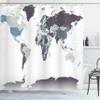 Ambesonne Earth Shower Curtain, Detailed World Map with All Countries Major Capital Cities Universe Continents, Cloth Fabric Bathroom Decor Set with Hooks, 69" W x 84" L, Dimgray Eggplant view 1