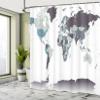 Ambesonne Earth Shower Curtain, Detailed World Map with All Countries Major Capital Cities Universe Continents, Cloth Fabric Bathroom Decor Set with Hooks, 69" W x 84" L, Dimgray Eggplant view 4
