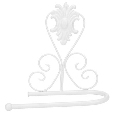 Decorative Paper Towel Holder Wall Mount, Metal Toilet Paper Roll Holder Paper Towel Rack for Kitchen Bathroom(White)