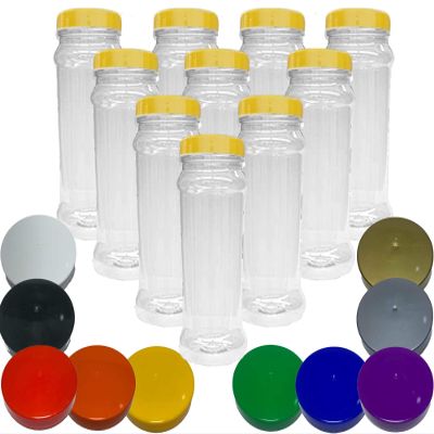 Truly Sweet Candy Very Large 2.5L Plastic Jars with choice of lid. Craft, Garage, Kitchen Storage (Silver Lids, 10 Jars)