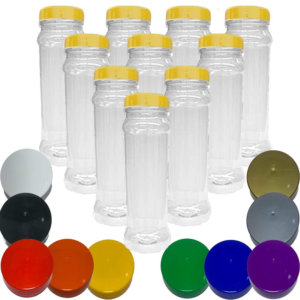 Truly Sweet Candy Very Large 2.5L Plastic Jars with choice of lid. Craft, Garage, Kitchen Storage (Silver Lids, 10 Jars)