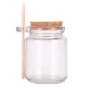 QUUPY Clear Glass Containers with Cork Stopper and Wooden Spoon, Reusable Thick Glass Storage Jar for Keeps Food Dry Fresh for Home Kitchen Bath Salt Holder Yogurt Jars for Jam 8oz 250ML view 1