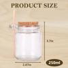 QUUPY Clear Glass Containers with Cork Stopper and Wooden Spoon, Reusable Thick Glass Storage Jar for Keeps Food Dry Fresh for Home Kitchen Bath Salt Holder Yogurt Jars for Jam 8oz 250ML view 3
