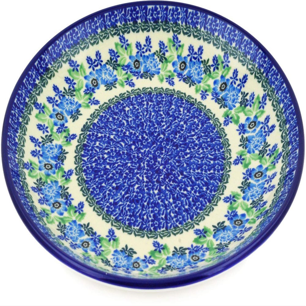 Polmedia Polish Pottery Dinner Plate - Pretty In Blue Pattern Handmade in Boleslawiec Poland by Ceramika Artystyczna + Certificate of Authenticity