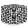 SIMPLIHOME Noreen Square Pouf - 18 inch Wide Upholstered Handwoven Cotton Ottoman in Slate Grey and White, Boho Footstool or Extra Seating for Living Room with Polystyrene Filling, Assembled view 1
