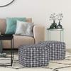 SIMPLIHOME Noreen Square Pouf - 18 inch Wide Upholstered Handwoven Cotton Ottoman in Slate Grey and White, Boho Footstool or Extra Seating for Living Room with Polystyrene Filling, Assembled view 2