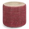 SIMPLIHOME Larissa Boho Round Braided Pouf in Natural and Maroon Jute for the Living Room, Bedroom and Kids Room view 1