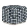 SIMPLIHOME Noreen Boho Square Pouf in Dark Blue and White Handloom Woven Pattern for the Living Room, Bedroom and Kids Room view 1