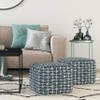 SIMPLIHOME Noreen Boho Square Pouf in Dark Blue and White Handloom Woven Pattern for the Living Room, Bedroom and Kids Room view 3