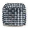 SIMPLIHOME Noreen Boho Square Pouf in Dark Blue and White Handloom Woven Pattern for the Living Room, Bedroom and Kids Room view 4